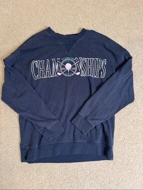 Original Use Navy Crewneck Sweatshirt with Pastel 'Championships' Graphic